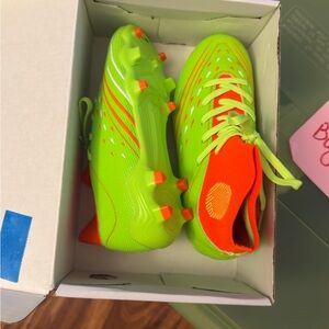 Dreampairs Size 1 Neon Green and Orange Soccer Cleats